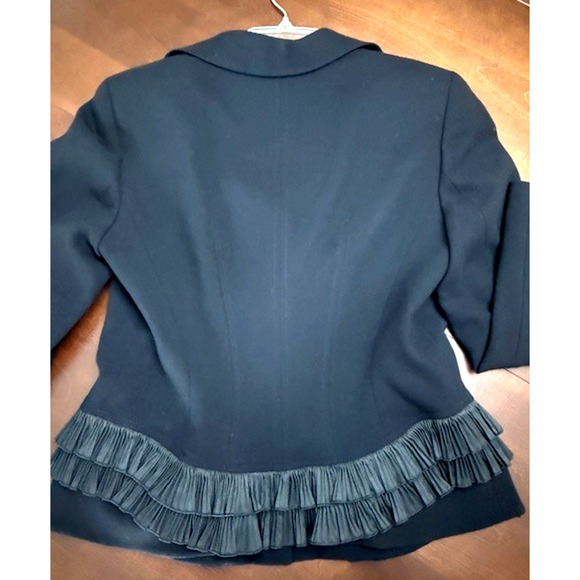 ESCADA Womens Black Jacket Blazer NEW Wool RUFFLES DOUBLURE VINTAGE Size 42 - Picture 11 of 11